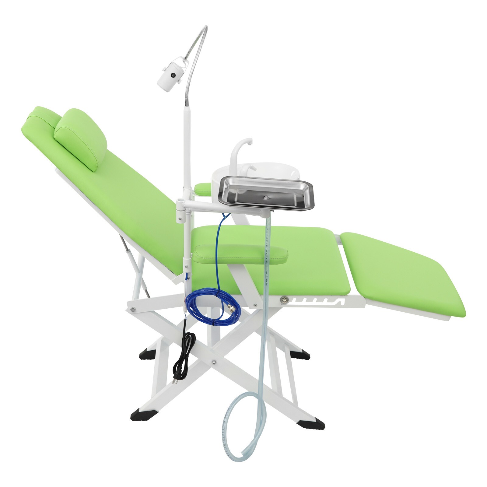Portable Dental Chair Mobile Folding Chair Exam Chair w/LED Light Spittoon+Tray