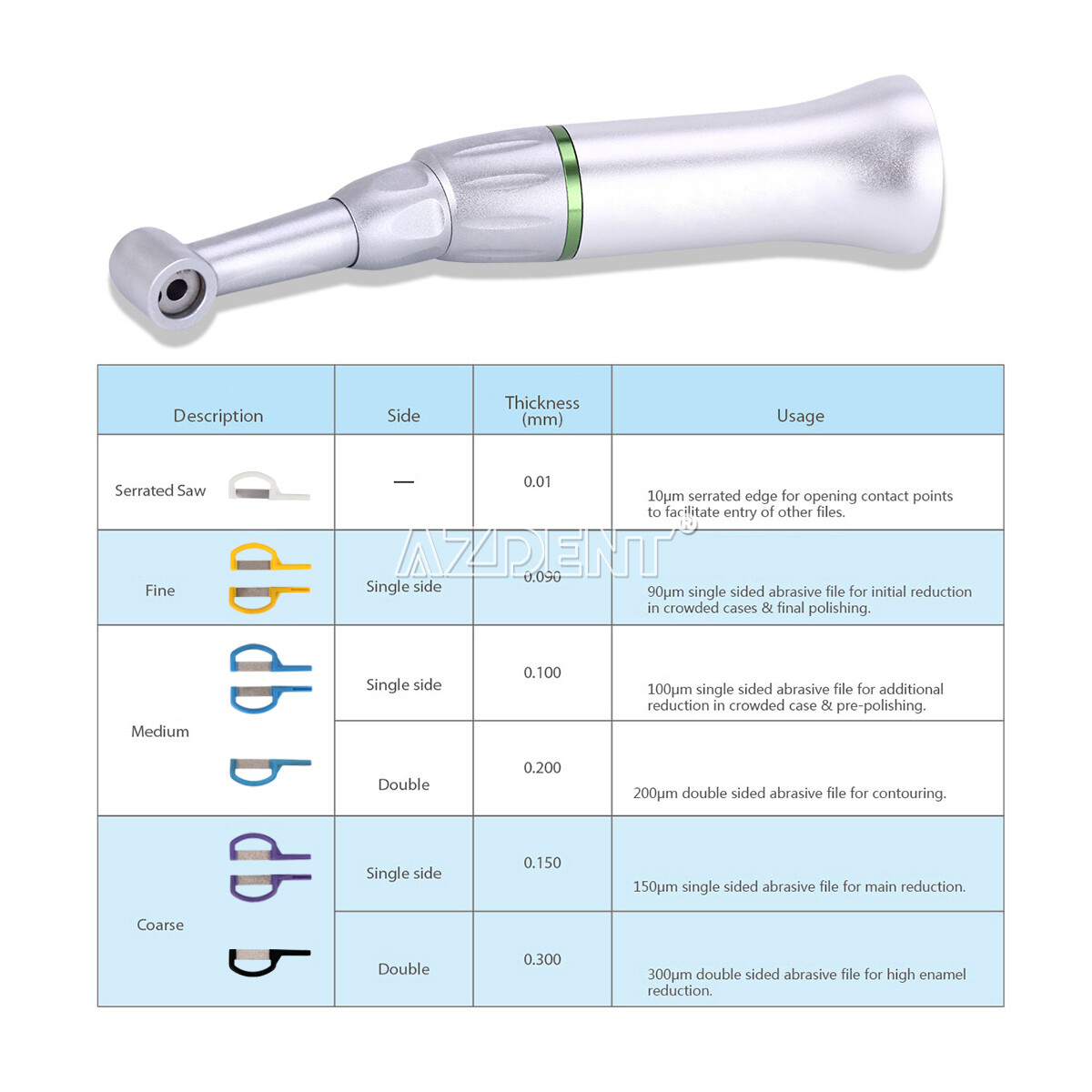 Dental 4:1 Reduction Contra Angle Reciprocating Interproximal Strip IPR Handle
