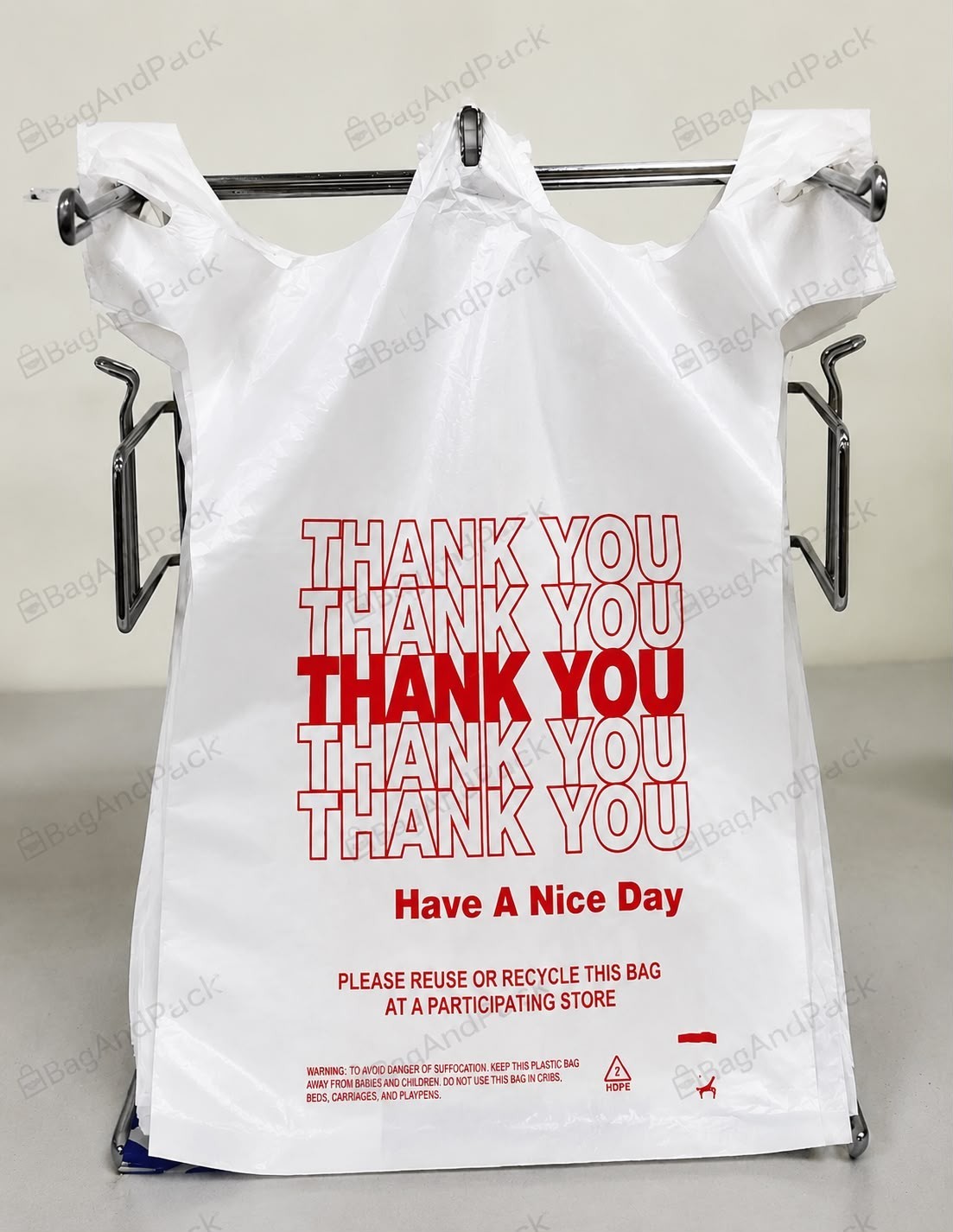 Bags 1/6 Large 21 x 6.5 x 11.5 «Thank You» T-Shirt Plastic Grocery Shopping 0.59