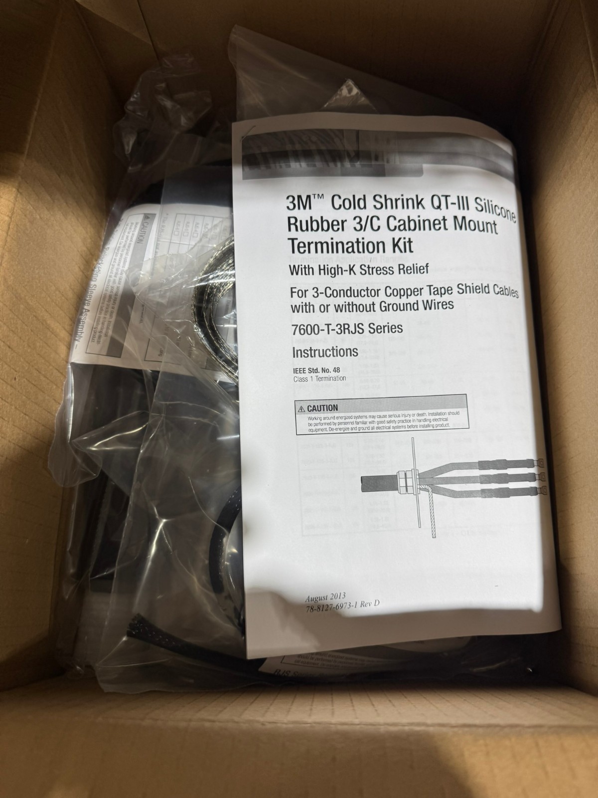 3M CAT NO: 7622-T-110-3-RJS QT-III COLD SHRINK THREE CONDUCTOR TERMINATION KIT