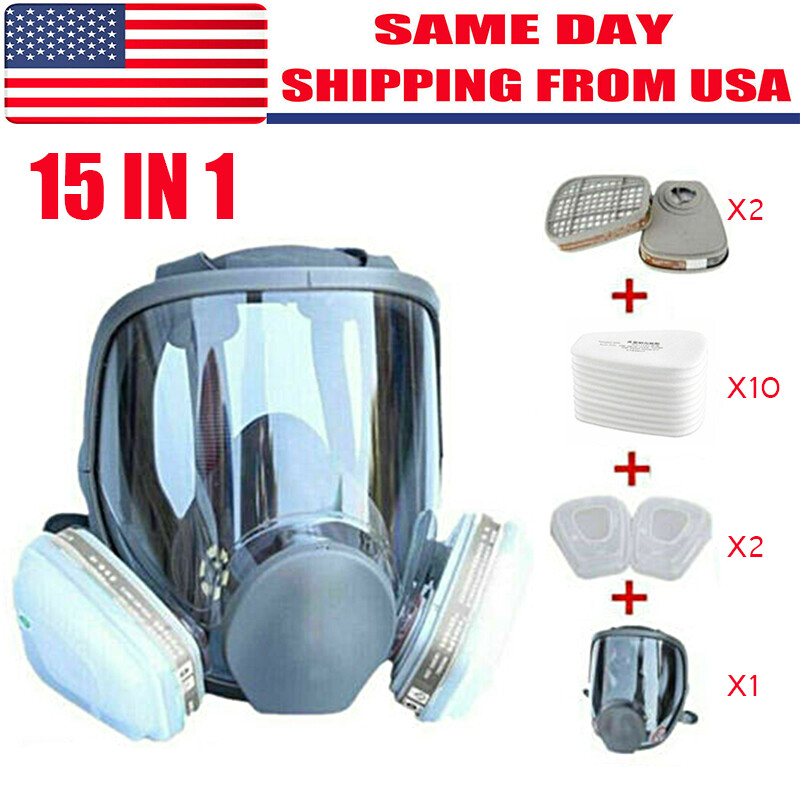 Full Face Gas Mask Painting Spraying Respirator w/Filters Set for 6800 Facepiece