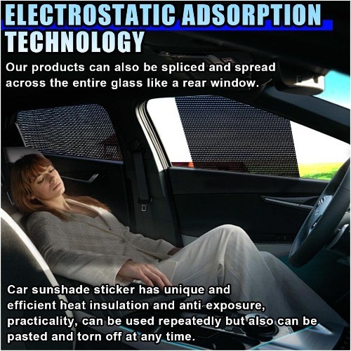 2PCS Reusable Static Cling Car Window Shades, UV & Heat G Size: Mesh Hole-2PCS