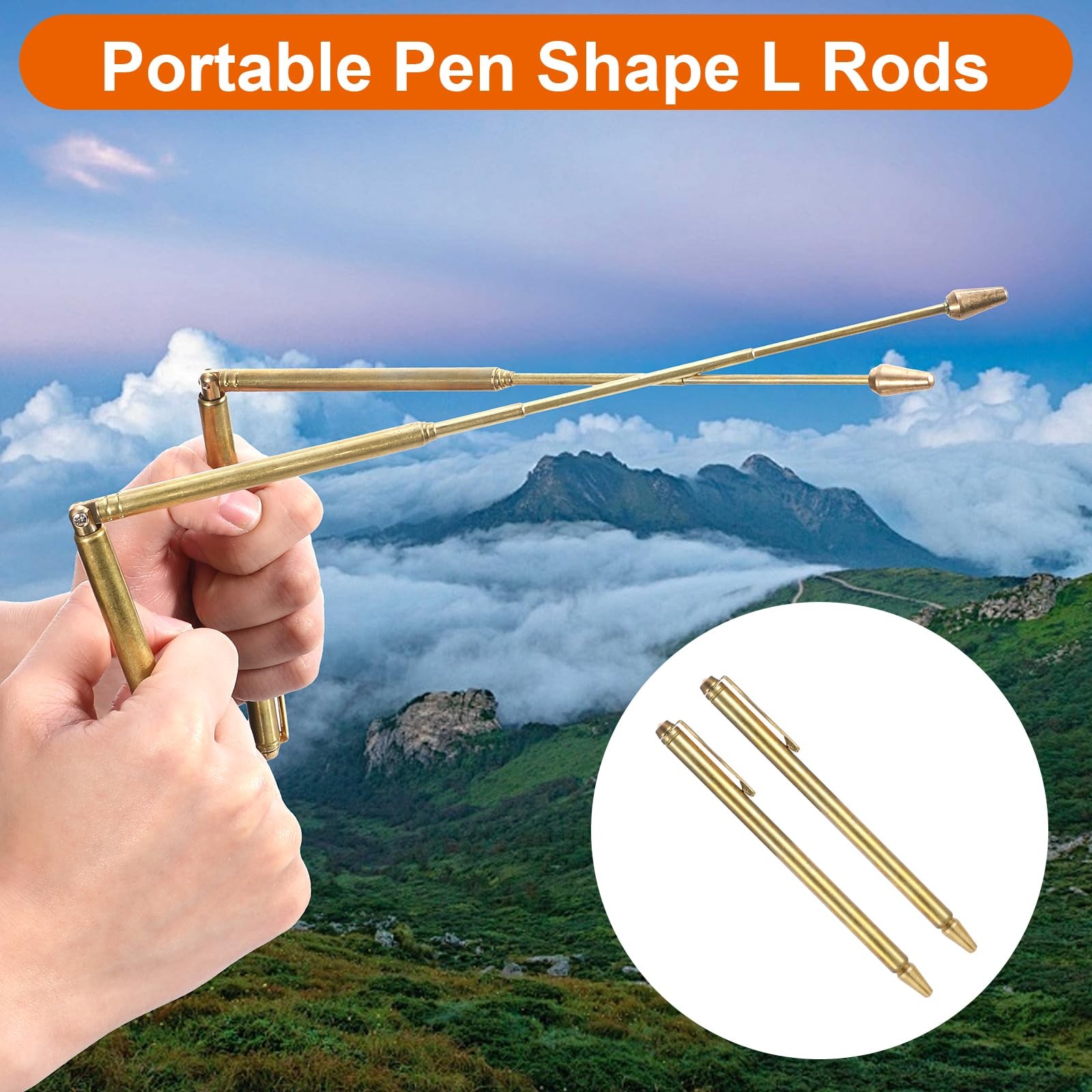 Molain 2Pcs Dowsing Collapsed 14.7cm/5.8in, Extended 54.5cm/21.4in, Brass