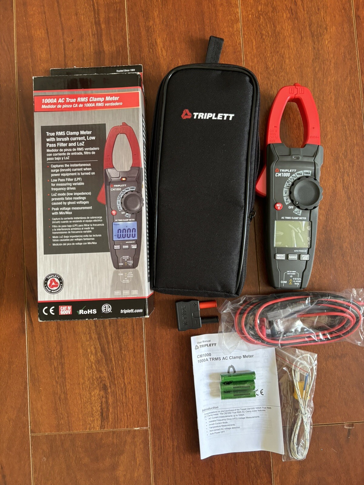 Triplett CM1000 True-RMS AC Clamp Meter, 1000A