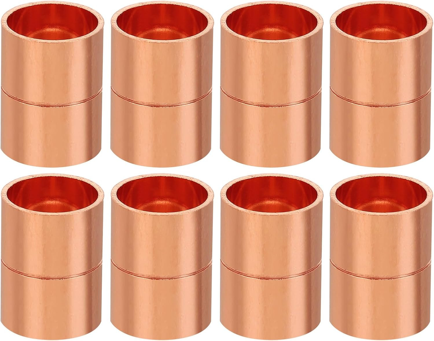 5/8 Inch ID Copper Coupling Fittings, 8 Pcs Rolled Tube Stop Straight Pipe Fitti