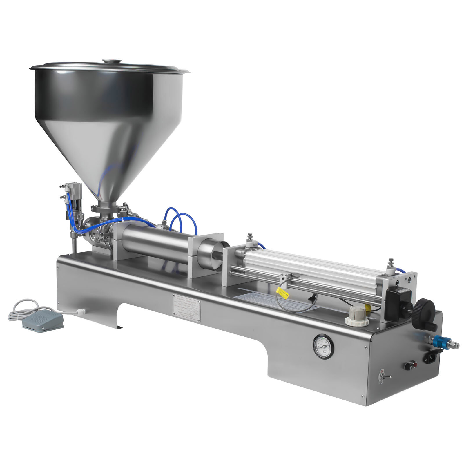 600ml Liquid Paste Filling Machine Pneumatic Bottle Pack Piston Filler & Hopper