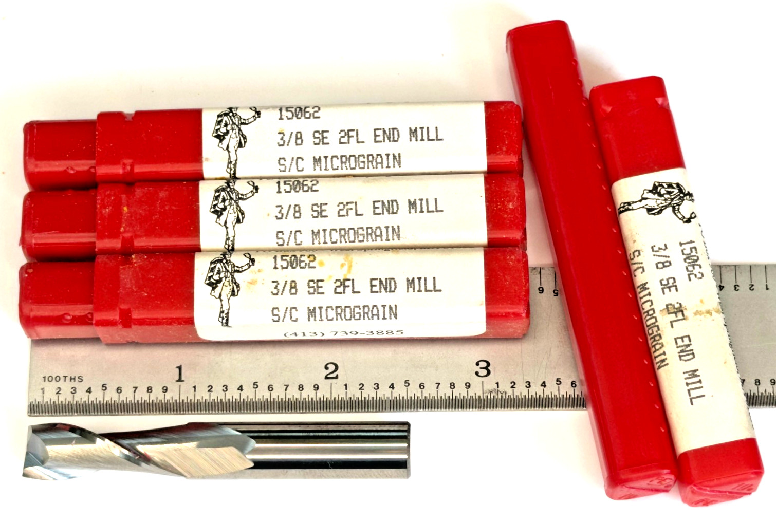 3/8″ – 2 FLUTE SOLID CARBIDE END MILL – 1.000″ LOC x 2.000″ OAL (4 pieces)