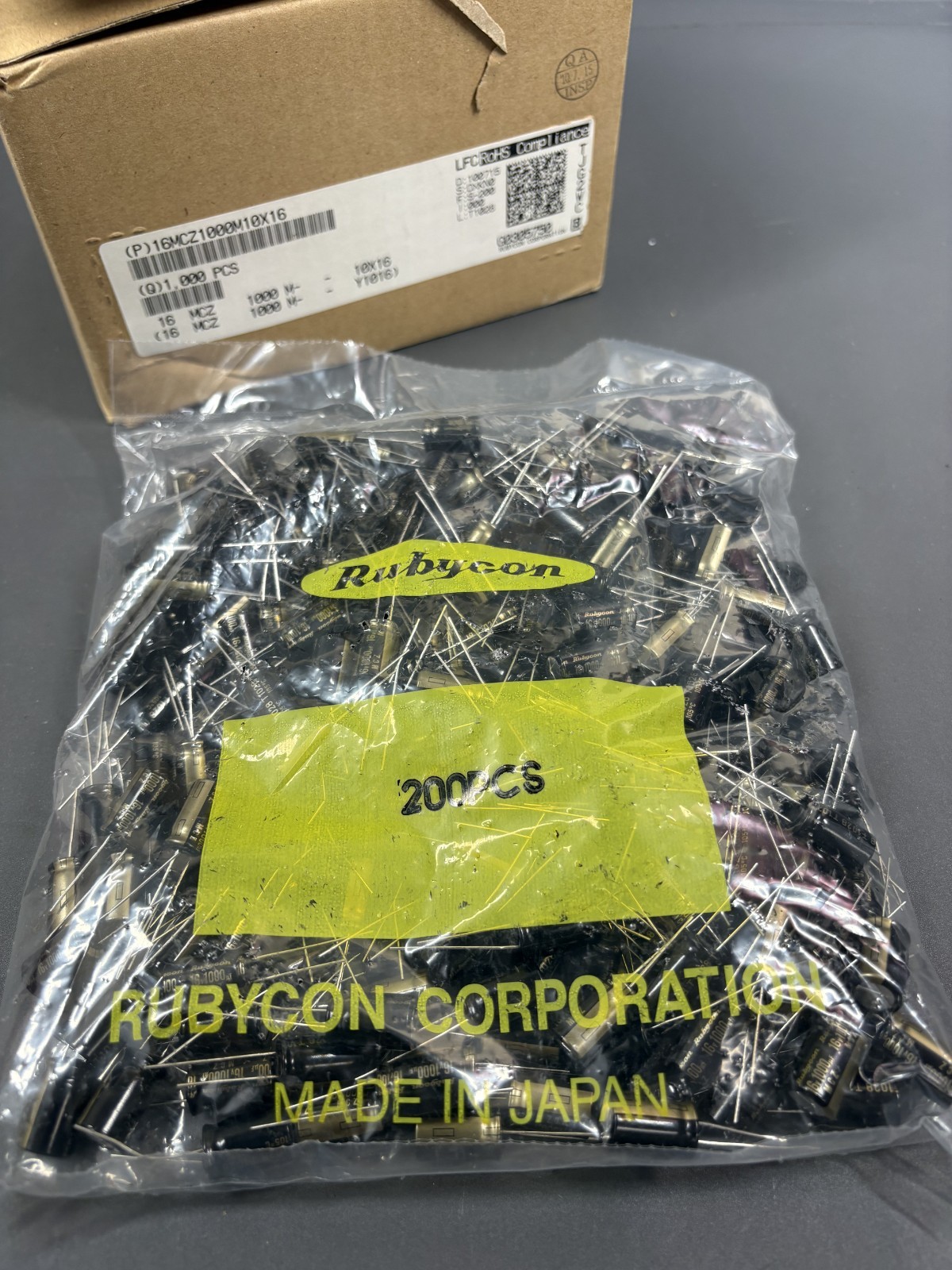 200x Rubycon 1000uF 16V Capacitors MCZ Low ESR 105°C Radial