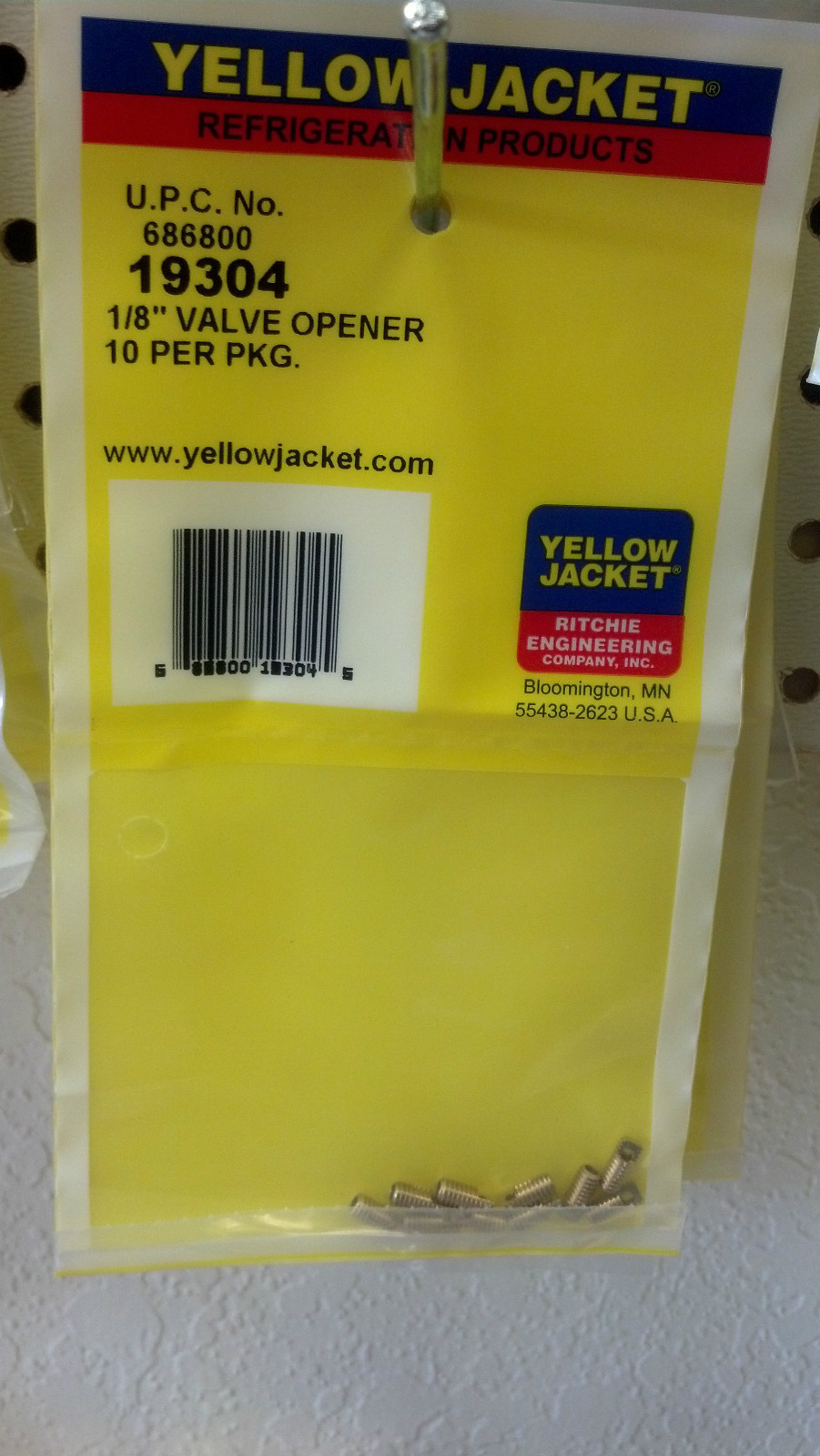 YELLOW-JACKET, PKG. 10, 1/8″ Replacement Valve Core DEPRESSOR, SCREW-IN STYLE