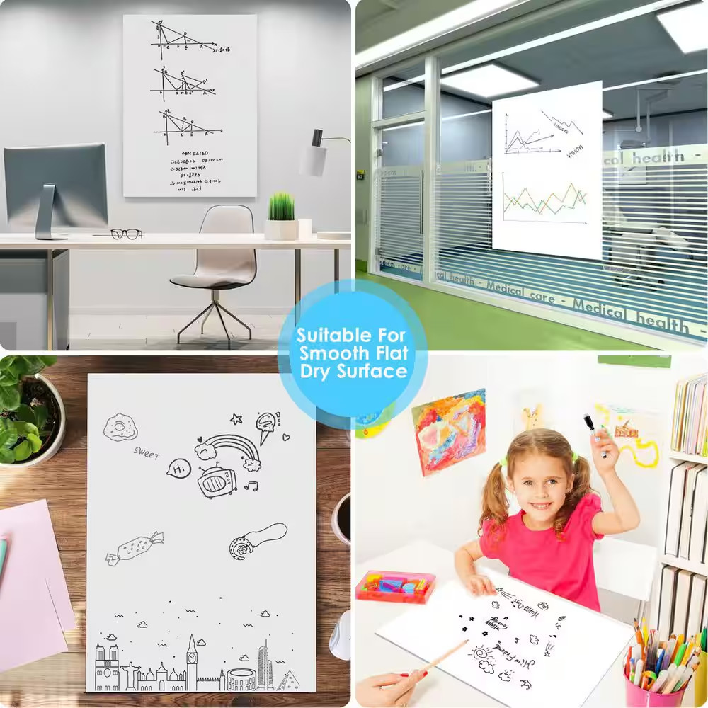 2 Pack Static Cling Dry Erase Sheets Removable Reusable Whiteboard Poster Paper