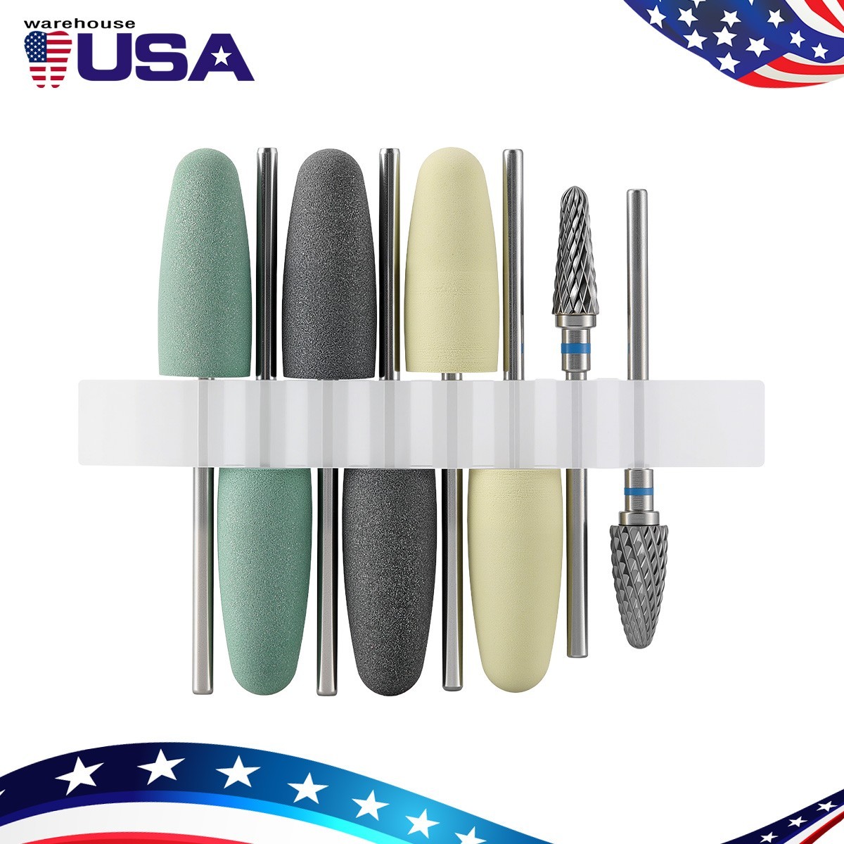8PCS Dental Burs Resin Base Hidden Denture Polishing Acrylic HP Low-Speed 2.35mm