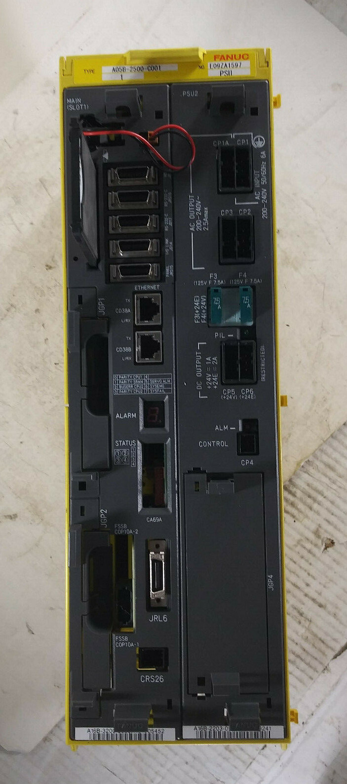 1 USED FANUC A05B-2500-C001 BACKPLANE W/ A16B-2203-0910 & A16B-3200-0600