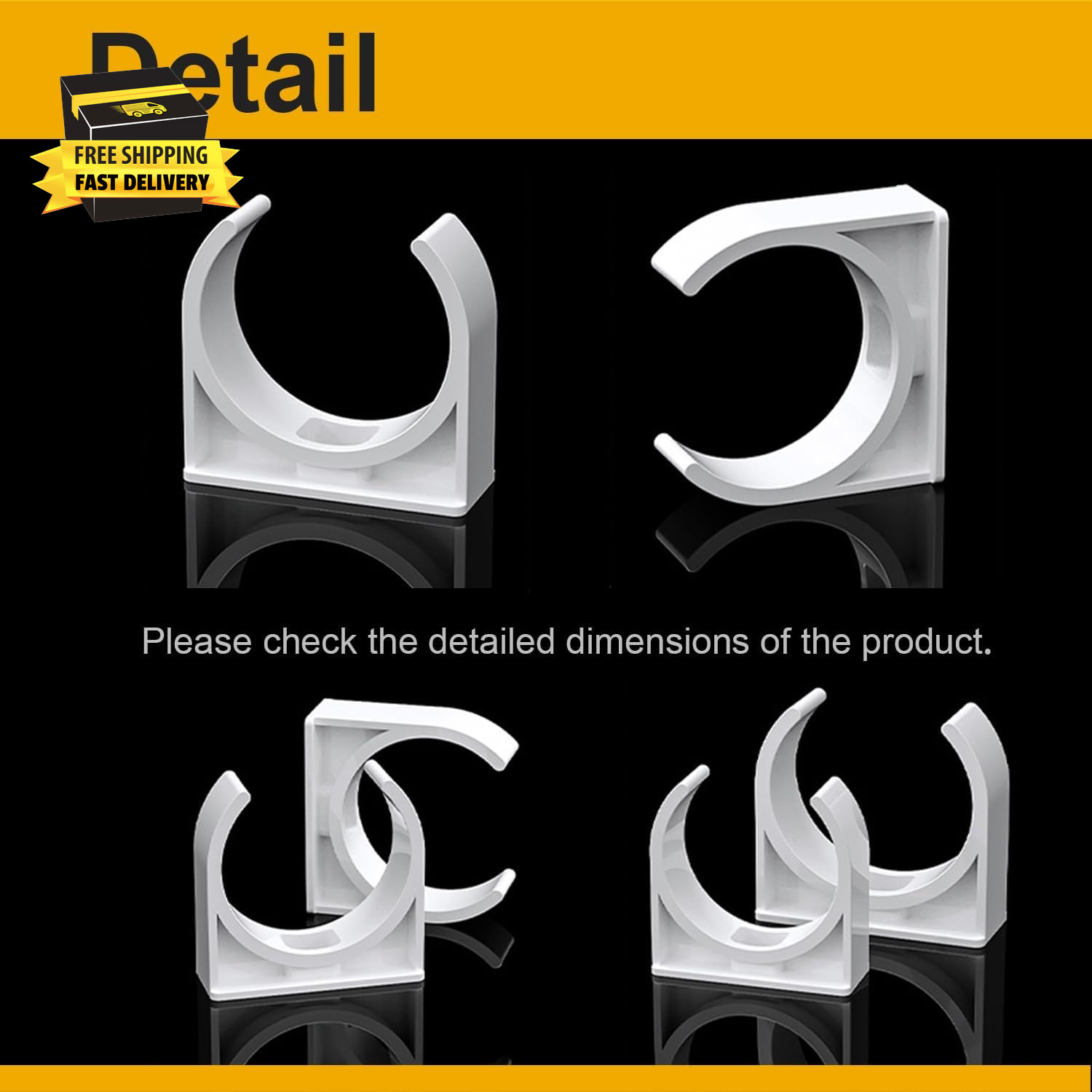 100 Pcs U-Shaped PVC Pipe Clamps, 20Mm White Clips for 1/2″ Water Pipes, Durable