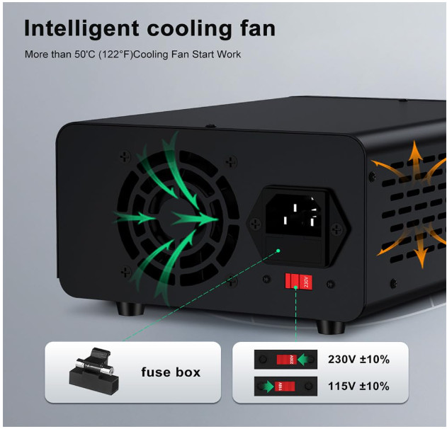 Fuente de alimentación DC 30V 10A con memoria, protección OCP y carga USB. Nuevo