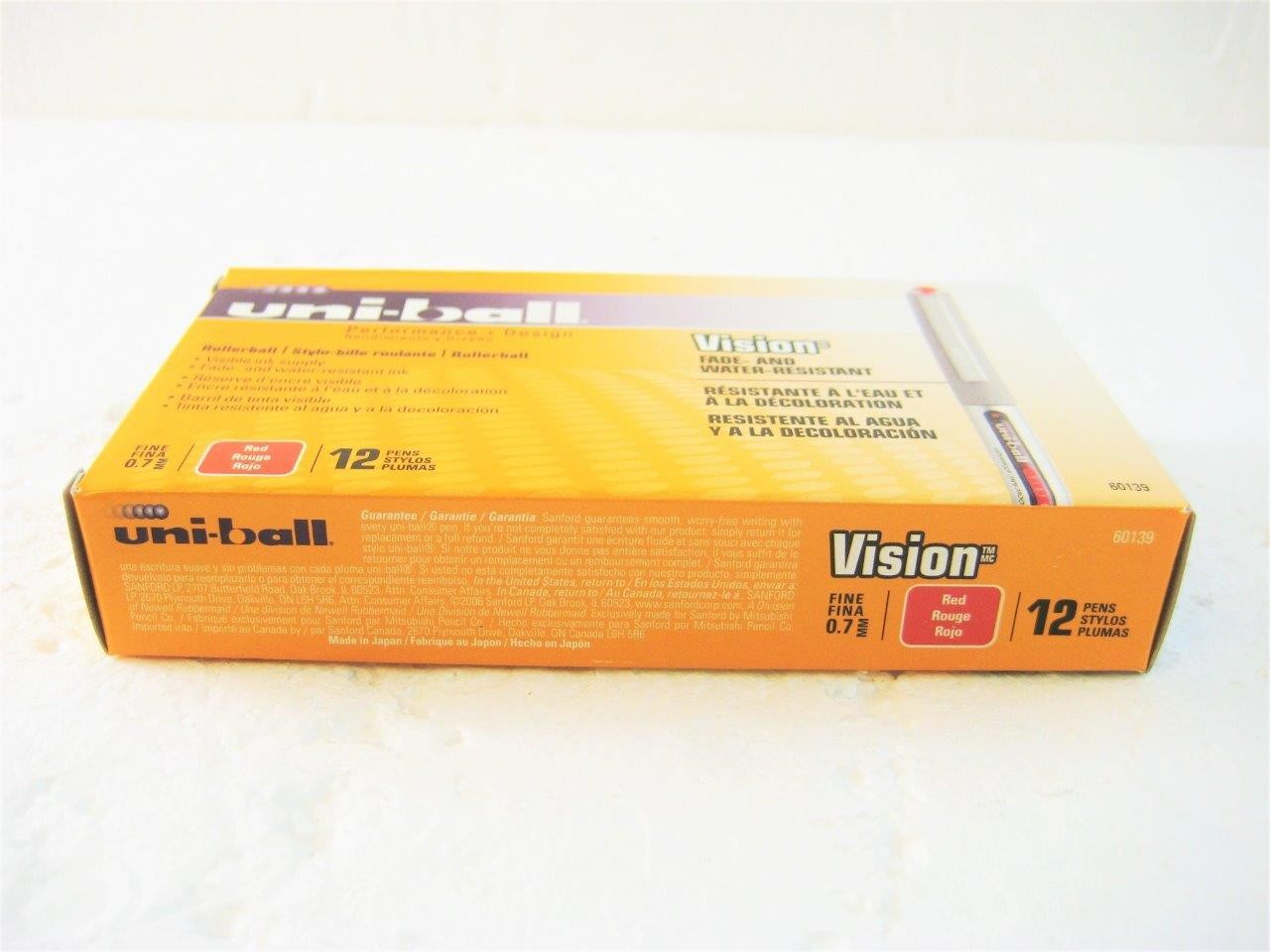 (36-Pens) Uni-ball Onyx Red Ink Fine Point Roller Ball Pen, 3-Dozen, New (60139)