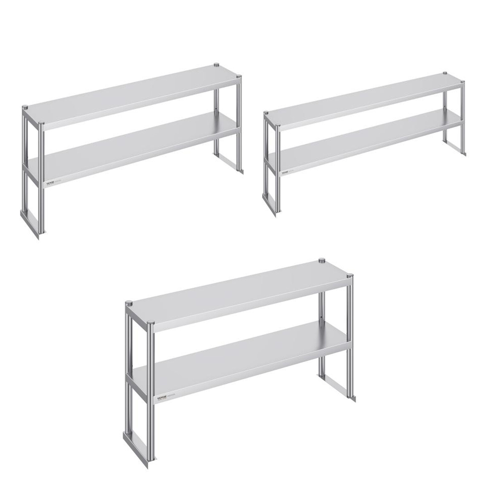 VEVOR Double Overshelf Stainless Steel Overshelf 12×60/48/72 in for Prep Table