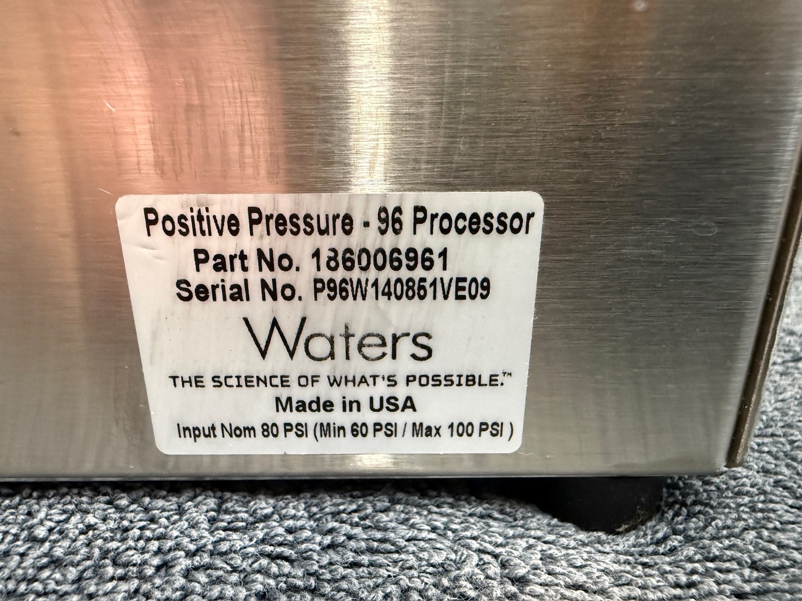 Waters Positive Pressure-96 Processor Part Number 186006961 Tested