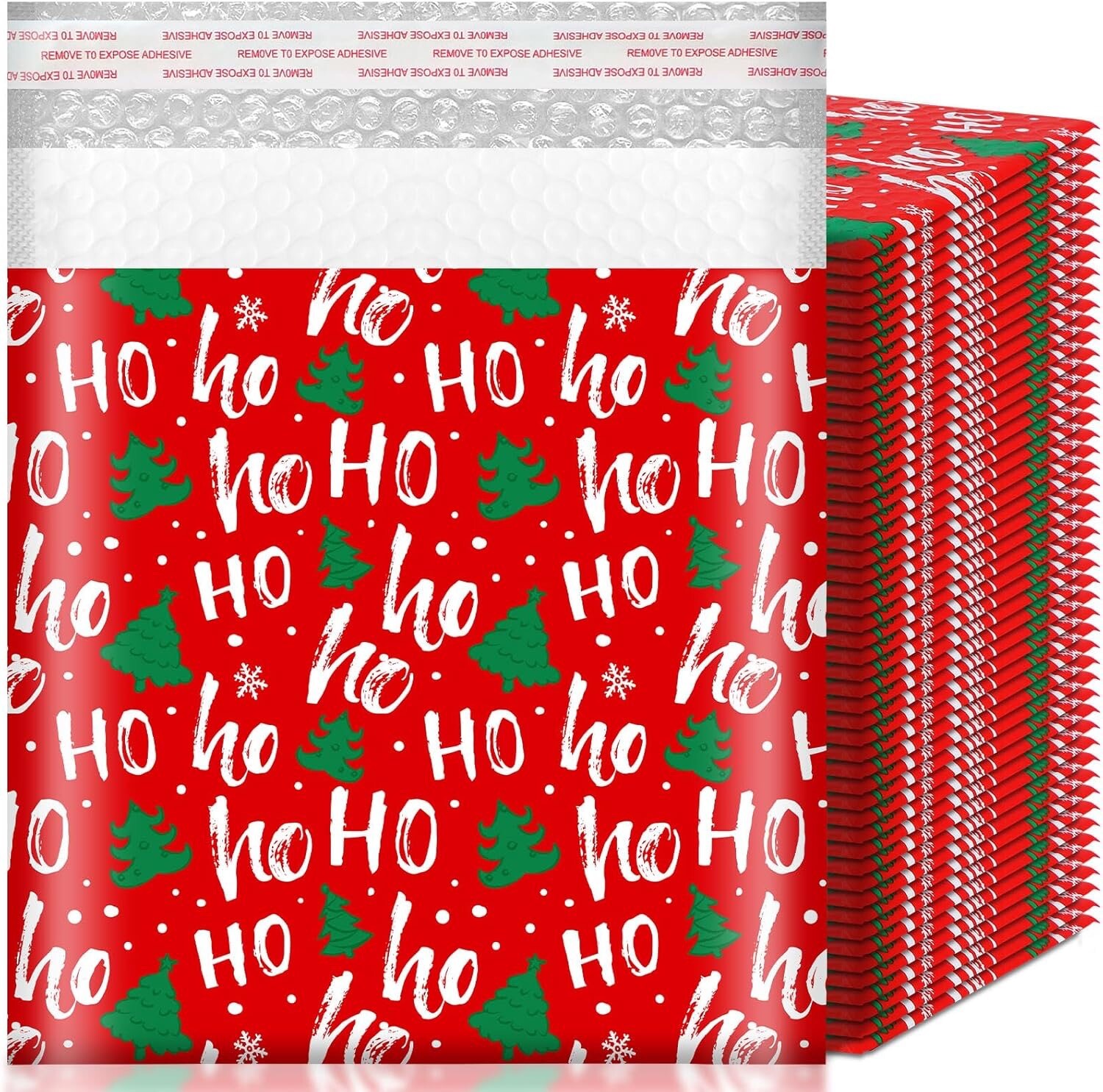 50 Pcs Christmas Poly Bubble Mailers Christmas Padded Envelopes 8.27 x 9.45 Inch