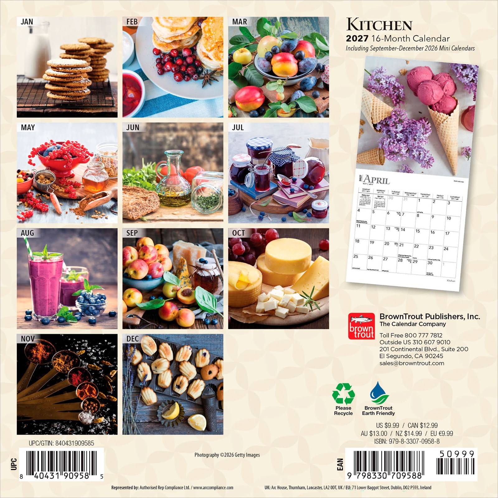 Kitchen | 2027 7×14″ (Hanging) Monthly Mini Wall Calendar