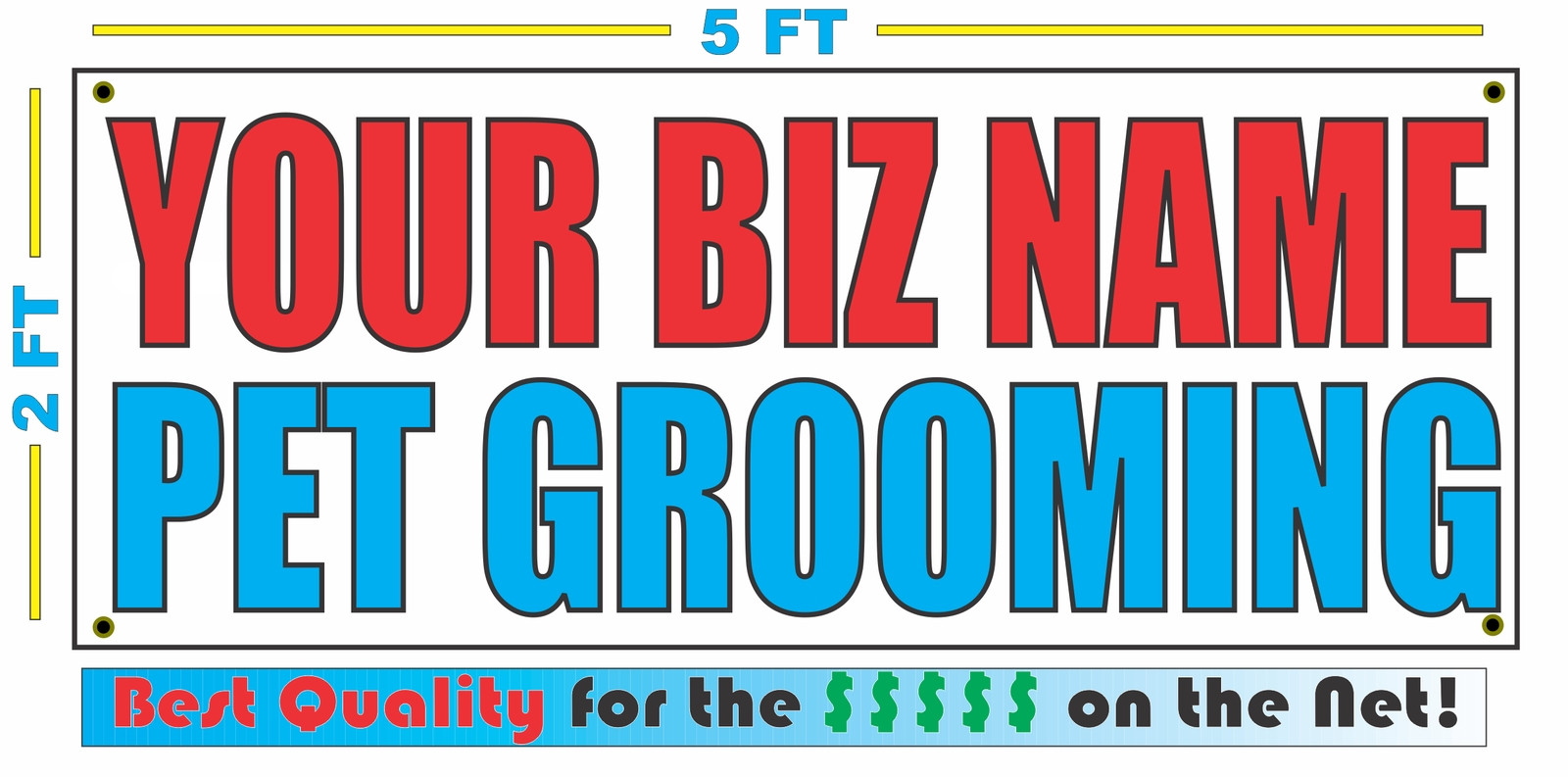 CUSTOM NAME PET GROOMING Banner Sign NEW Larger Size Dog Cat Supplies