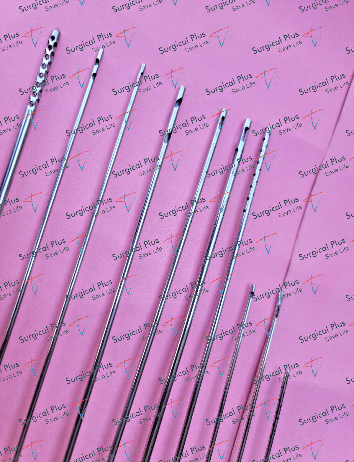 Liposuction Fixed Handle Cannulas Set of 10 Pcs Lipo Plastic Cosmetic Surgery