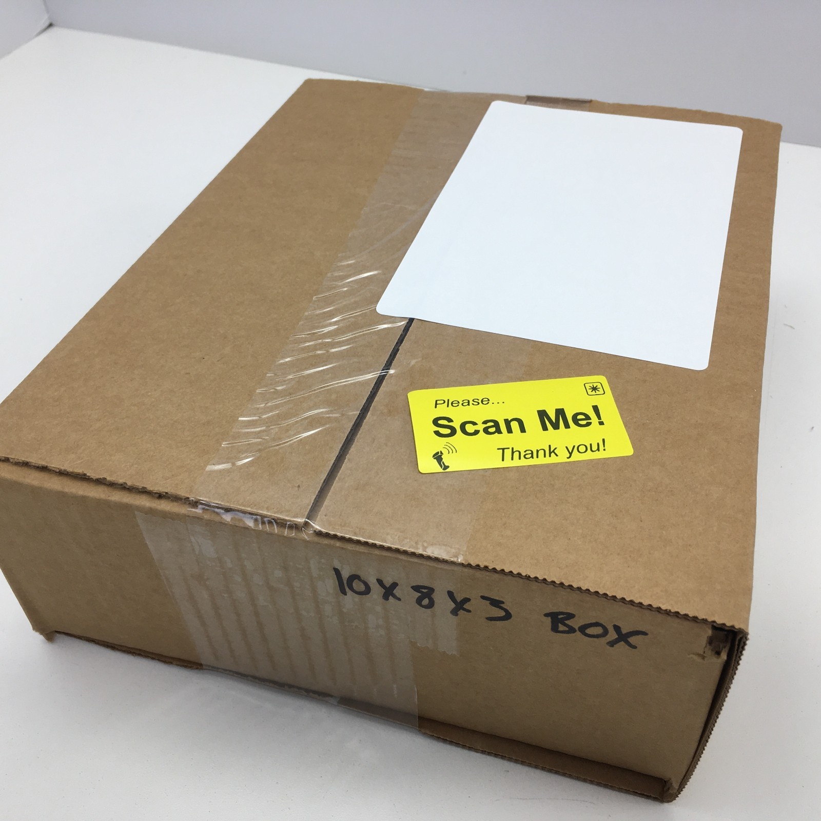 SCAN ME Sticker Label (Please Thank You) 2.25″ L x 1.25″ H Rectangle YELLOW