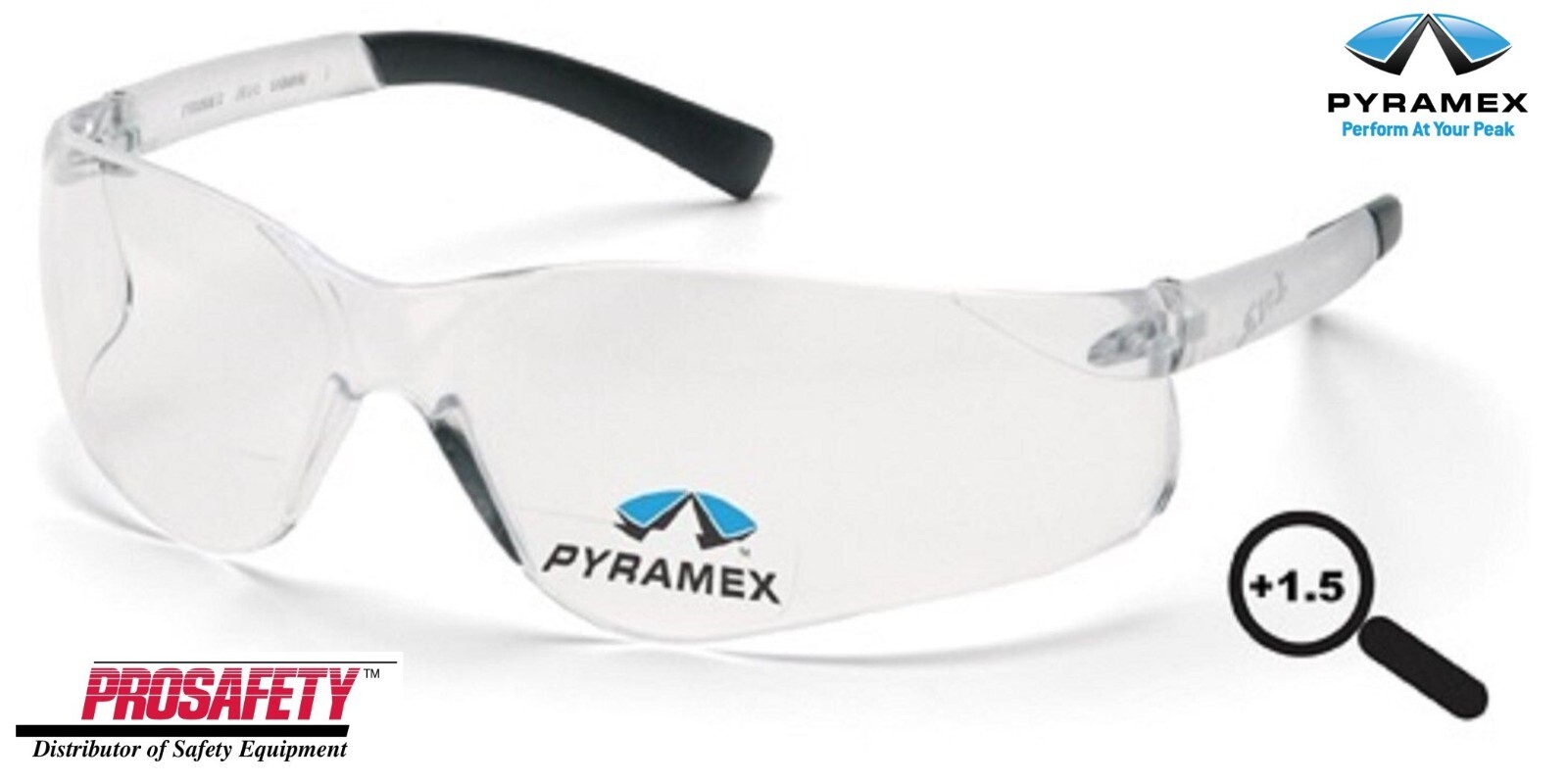 1- ZTEK +1.5 BIFOCAL Clear Reading Safety Glasses READERS Z87 Protective Eyewear
