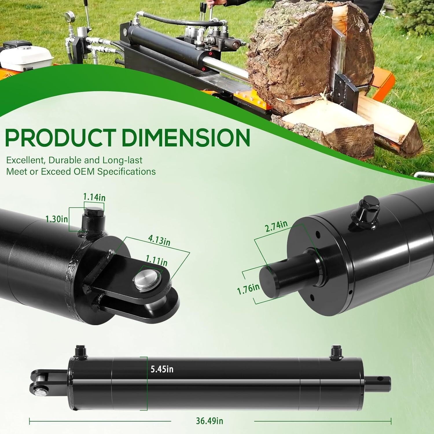 5″x24″ Log Splitter Hydraulic Cylinders Double Acting 5″ Bore 24″ Stroke 2″ Rod
