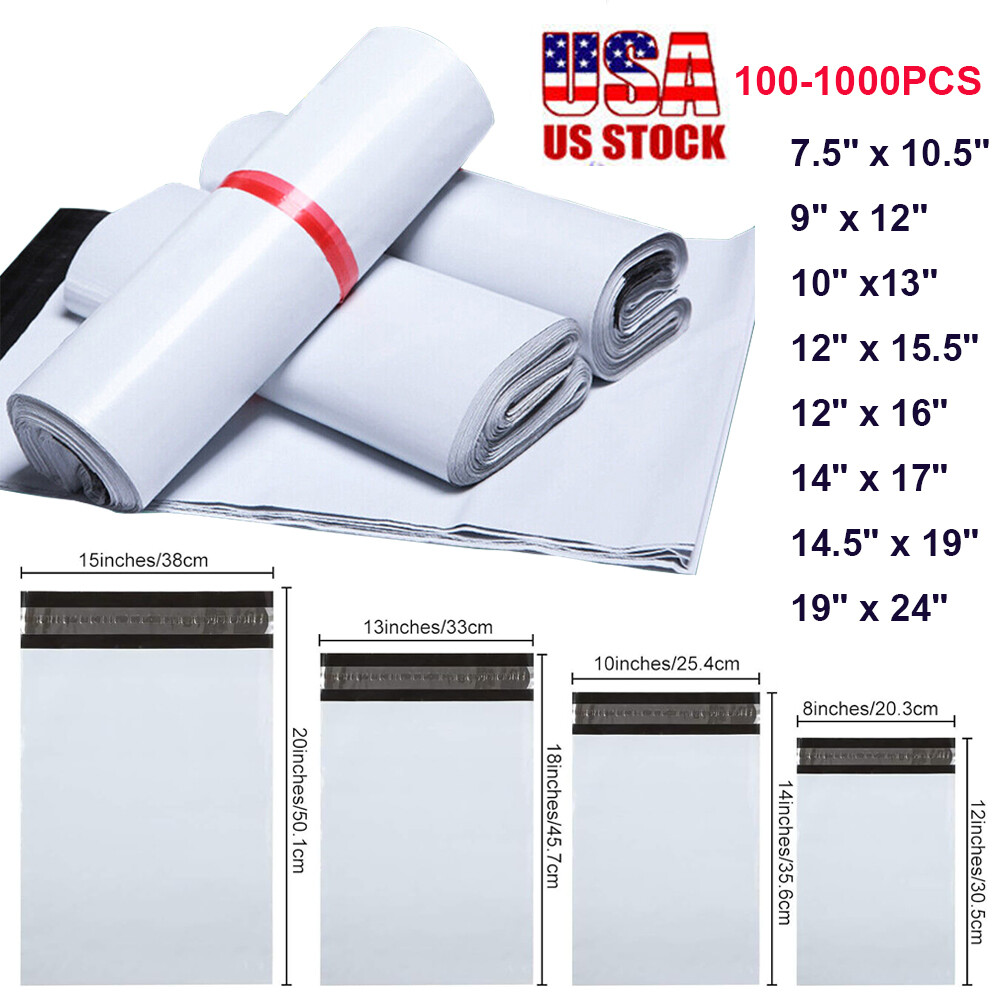 100-1000 Poly Mailers Shipping Envelopes Bags 9×12 10×13 12×15.5 14.5×19 19×24