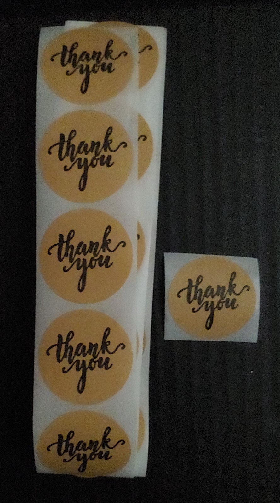Gold Thank You 500 sticker labels 1.5″ black .01 One Cent Each Appreciation