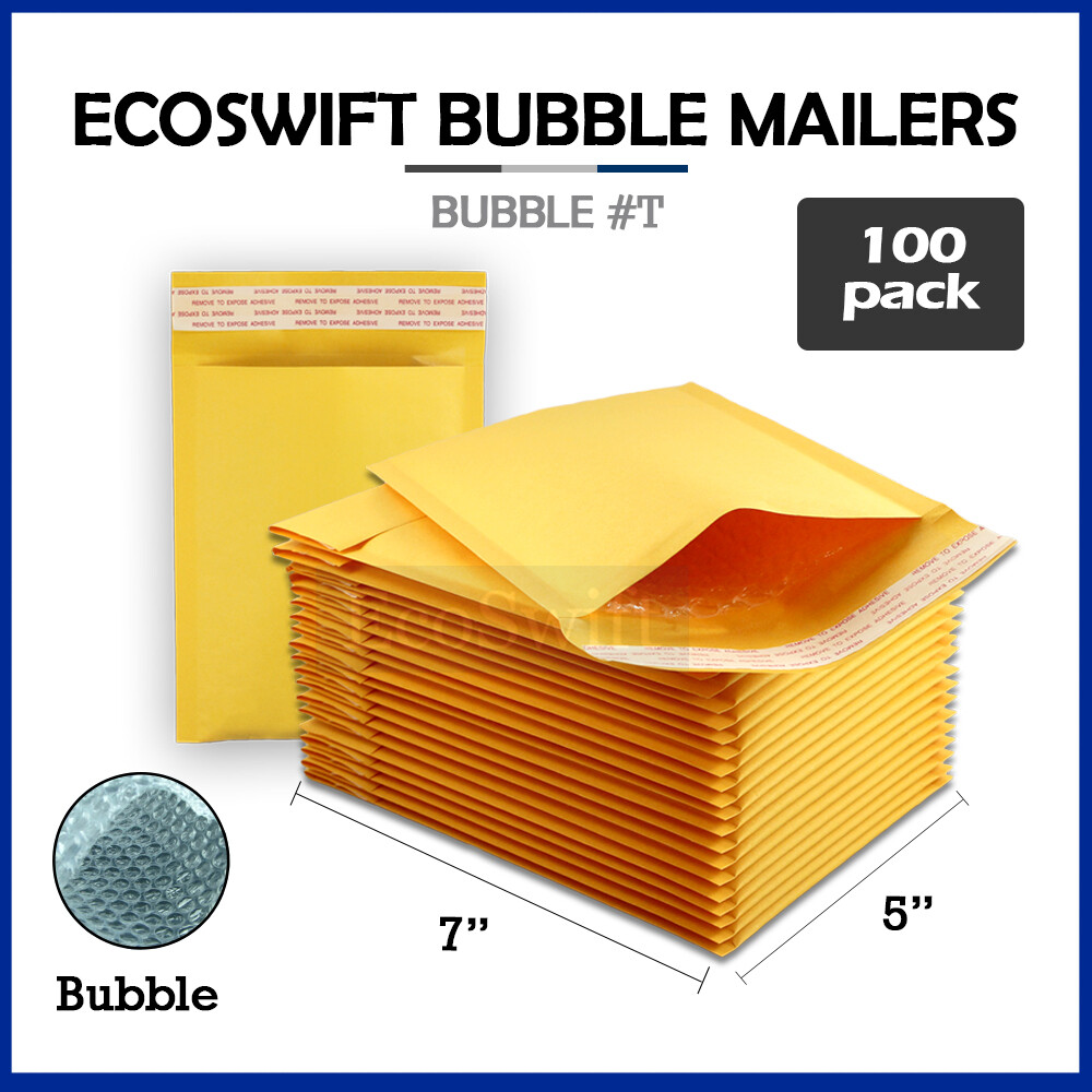 100 #T 5 x 6 EcoSwift Small Kraft Bubble Mailers Padded Shipping Envelopes Bags