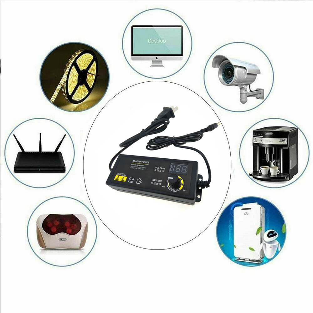 60W Power Supply Adjustable Variable Voltage DC 3V~24V Universal AC/DC Adapter