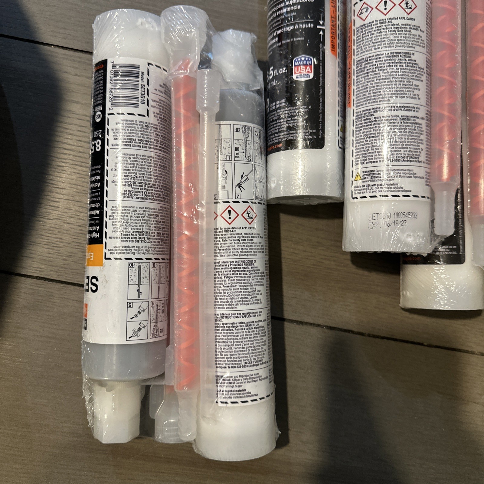 Simpson Strong‑Tie  SET‑3G High‑Strength Epoxy w/ Nozzle 7/26 Lot Of 7