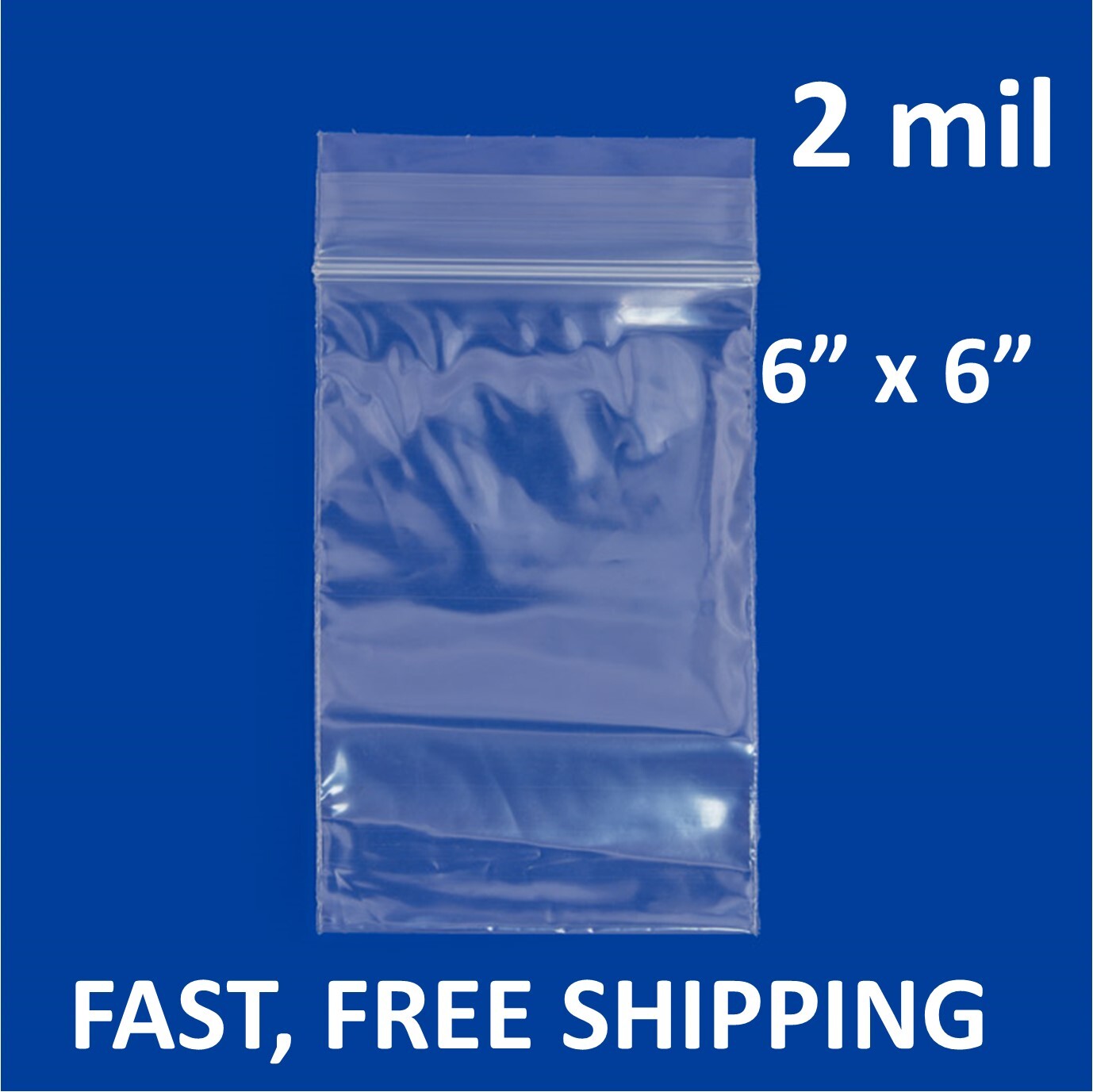 6″x6″ CLEAR 2 MIL ZIP SEAL BAGS POLY PLASTIC RECLOSABLE TOP LOCK BAGGIES SQUARE