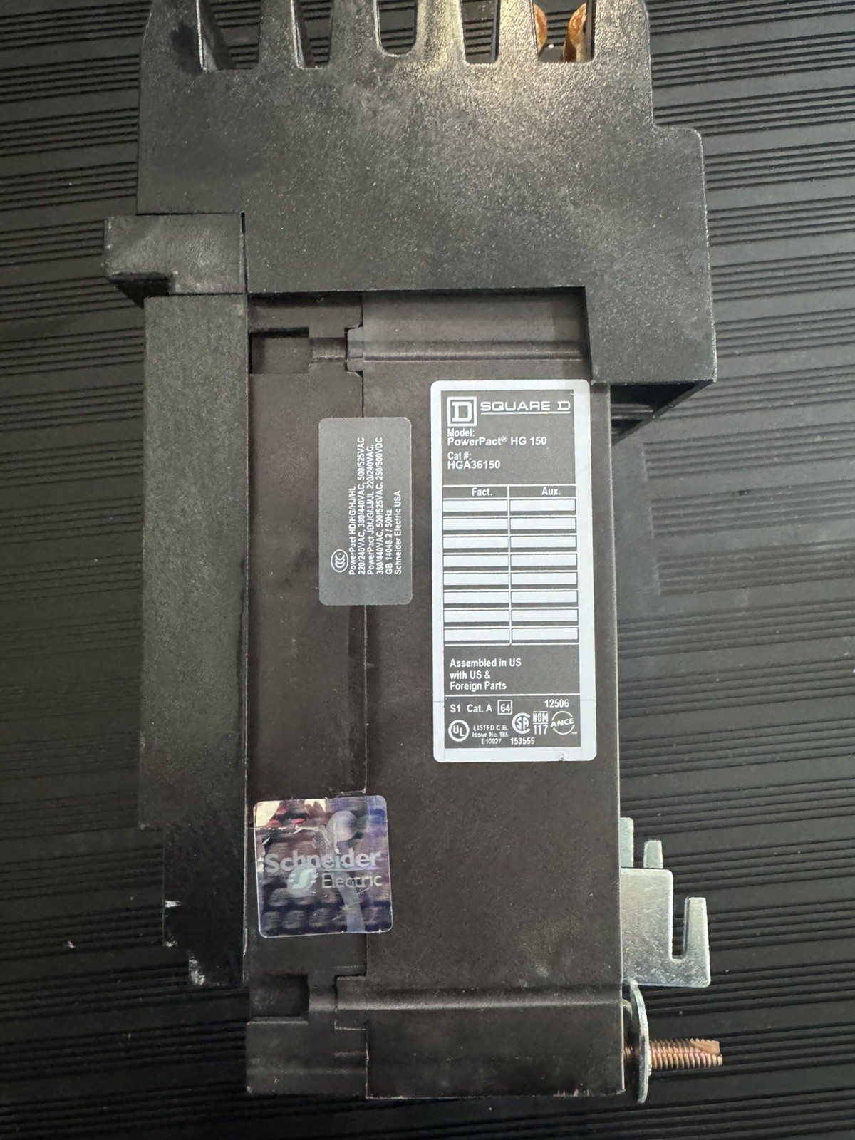SQUARE D HGA36150 I-Line Circuit Breaker 150A 3P 600V 150 Amp HGA 3 Pole Used