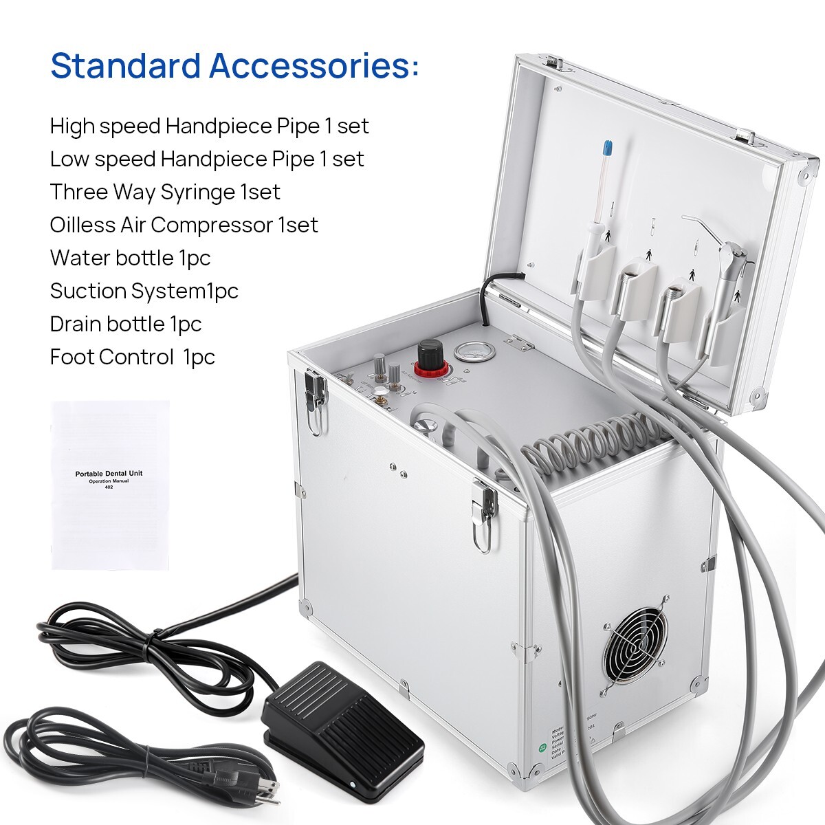 Portable Dental Mobile Delivery Unit System Air Compressor /Handpiece 4Holes