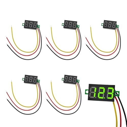 5 PCS Mini Digital Voltage Meter, DC 0~30V Three-Wire Digital Voltmeter Gauge Te