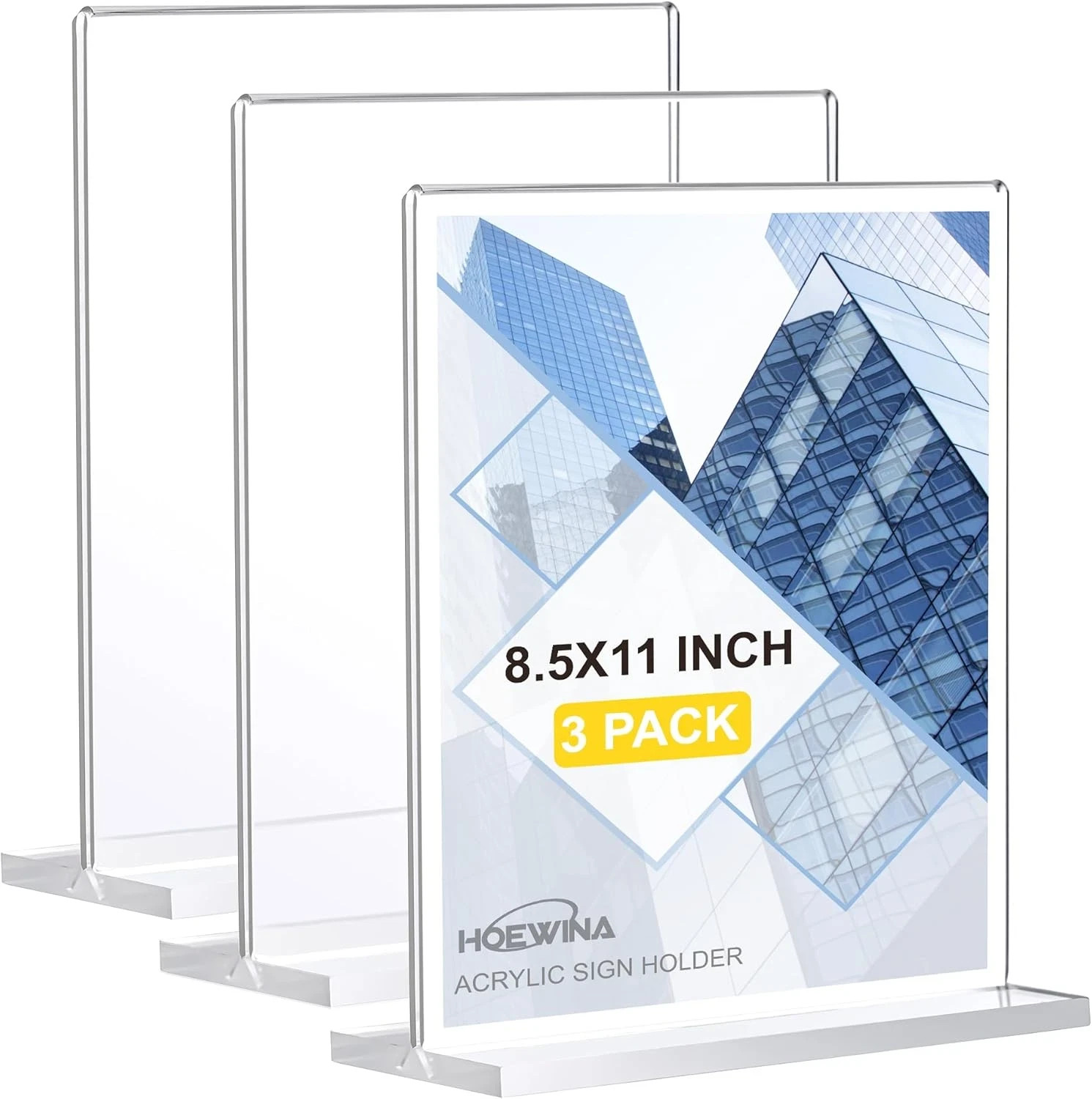 Acrylic Sign Holder 8.5 x 11 Inch 3 Pack, Clear Display Sign Stand for Store Sig