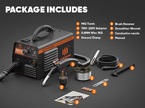 110V/220V Mini MIG Welder MIG Welding Machine Gasless Flux Core Weld Iron 145A