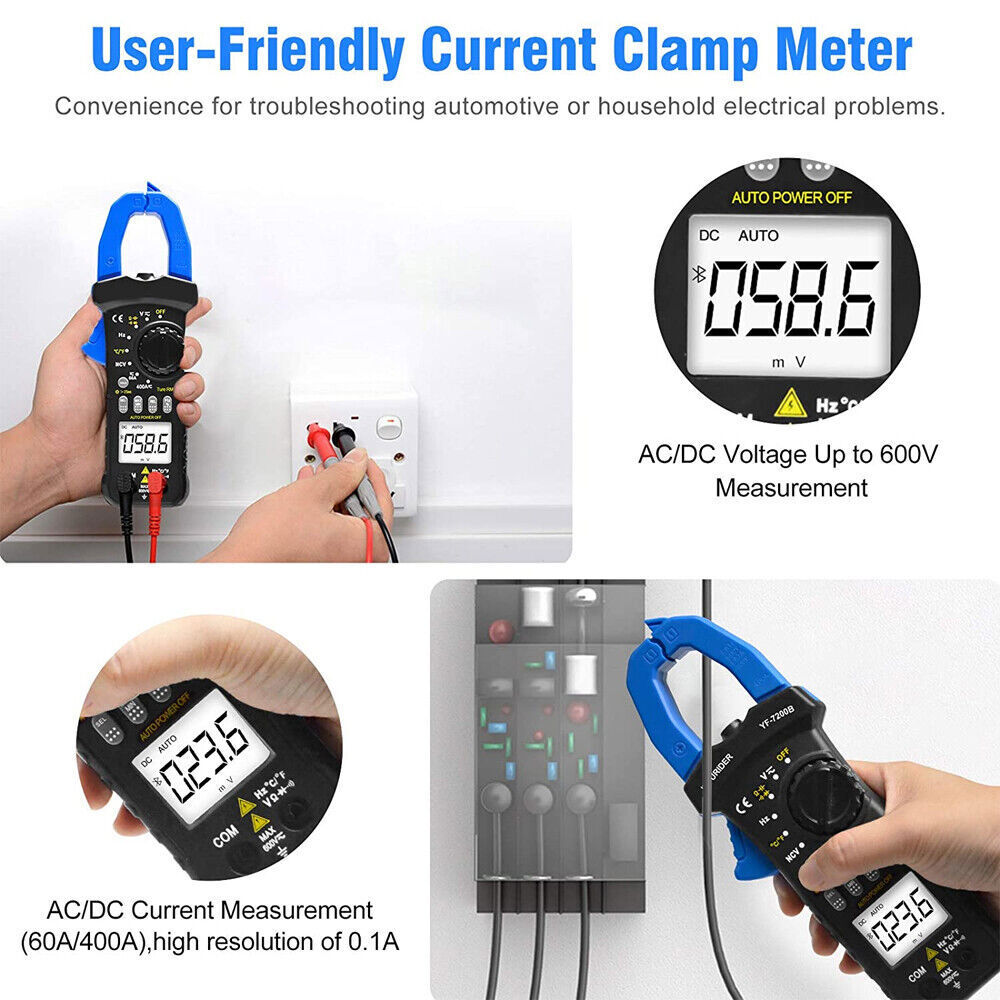 Clamp Meter TRMS 6000 Counts NCV Digital Clamp Multimeter DC AC Current Volt Amp