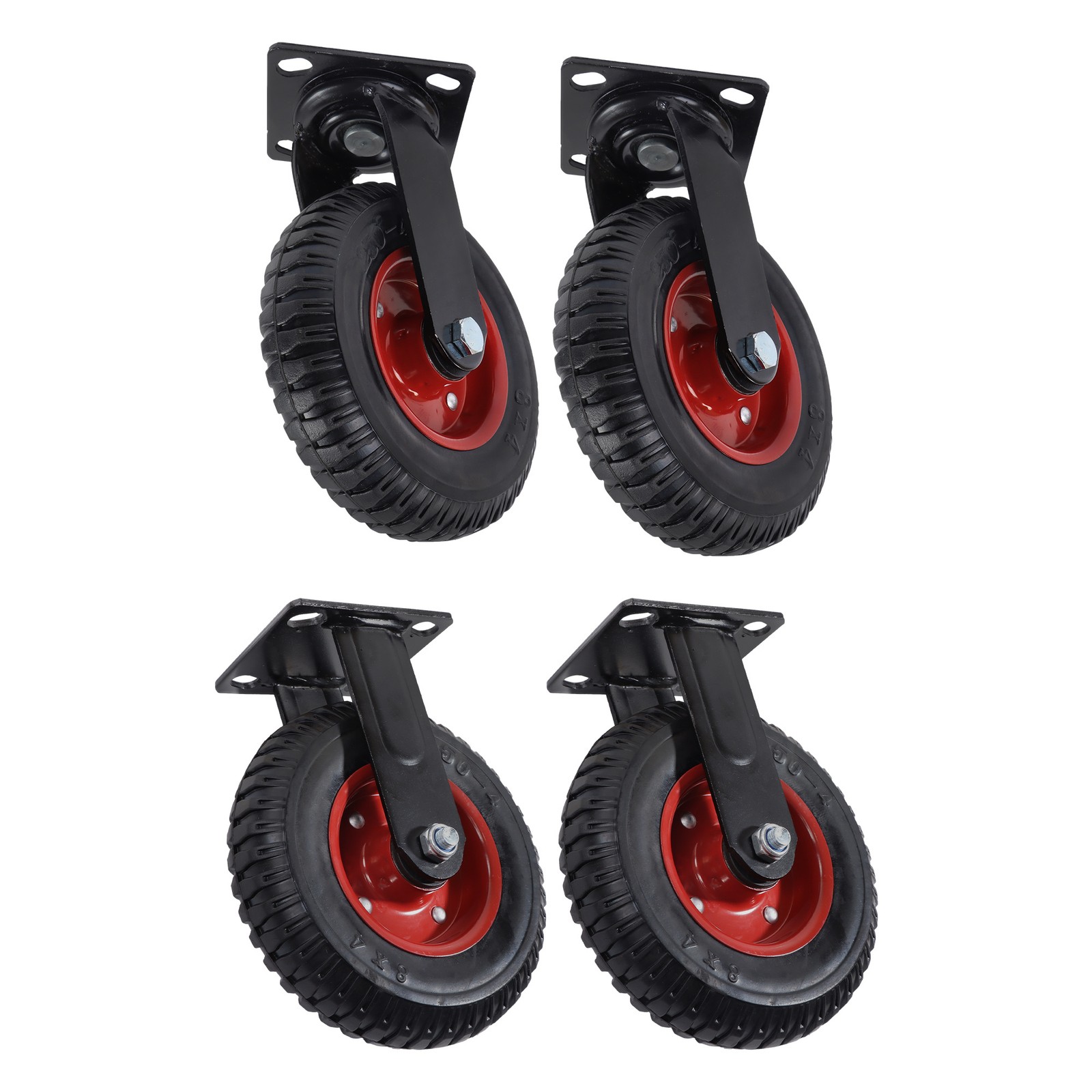 4 Pack Heavy Duty Swivel Caster Wheels 8 Inch 2 Swivel And 2 Fixed 2070Lbs