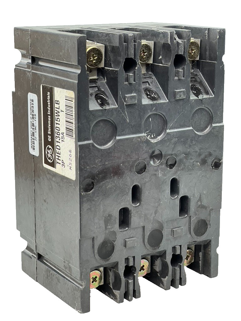 GE THED136015WLB 3 Pole 15 Amp Circuit Breaker 600VAC 3P 15A — RUST READ