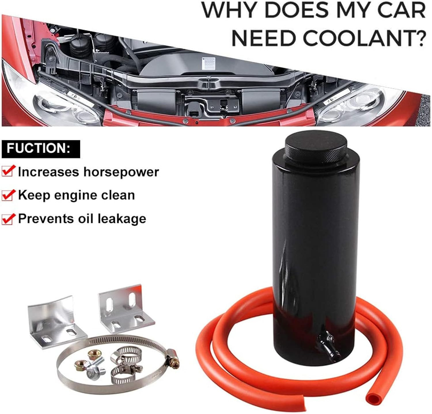 Universal Car Radiator Coolant Tank 800Ml Coolant Expansion Tank Overflow Oil Ca