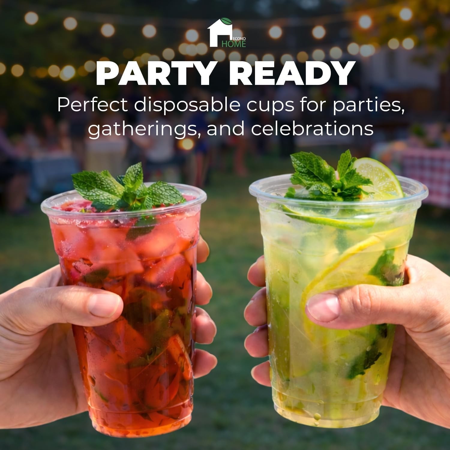 EconoHome Clear PET Plastic Cups – 20oz (Pack of 1000) – Crystal Clear