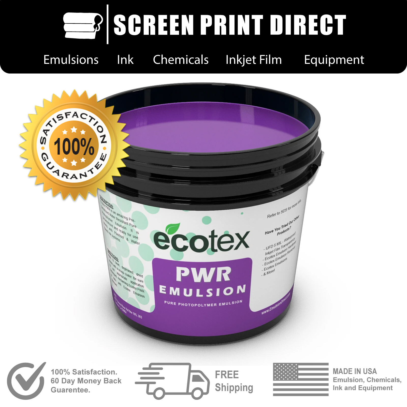 Ecotex® PWR Pre-Sensitized Water Resistant Screen Printing Emulsion- 1 Qt.- 32oz