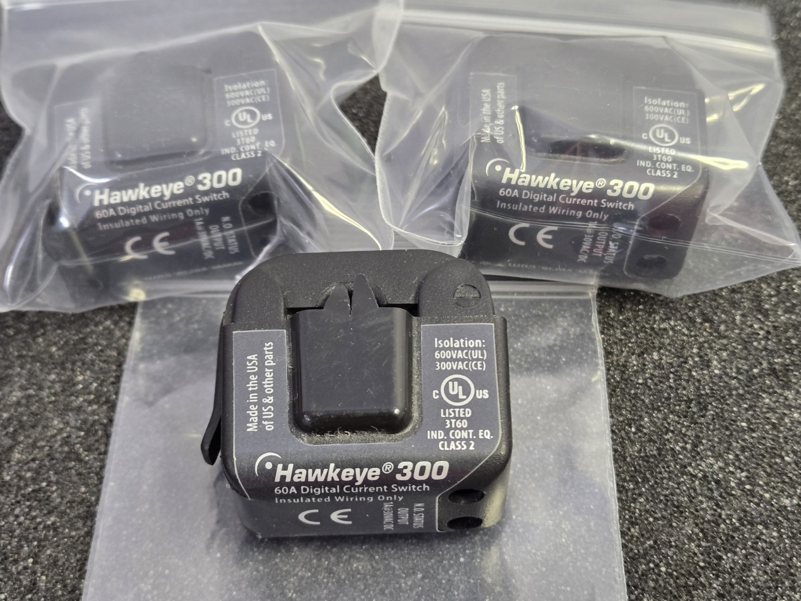 Lot Of 3 Veris Hawkeye H300 Digital Current Switches 0.15 to 60A Split Core NO