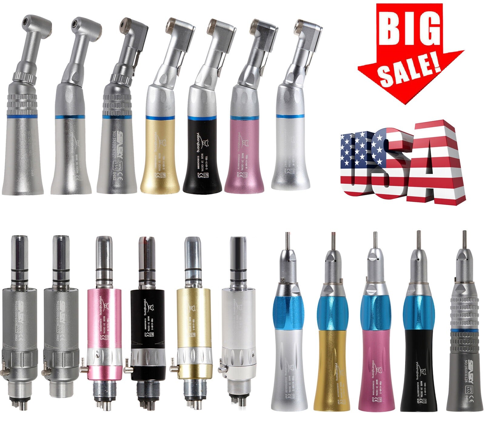 Slow Speed Dental Handpiece Nosecone/contra angle/ air motor NSK style colorful
