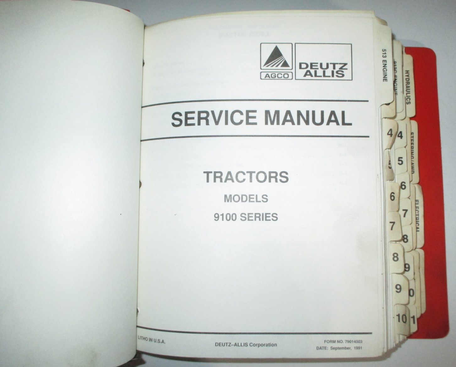 Deutz Allis 9130 9150 9170 9190 Tractor Service Shop Repair Manual AGCO ORIGINAL