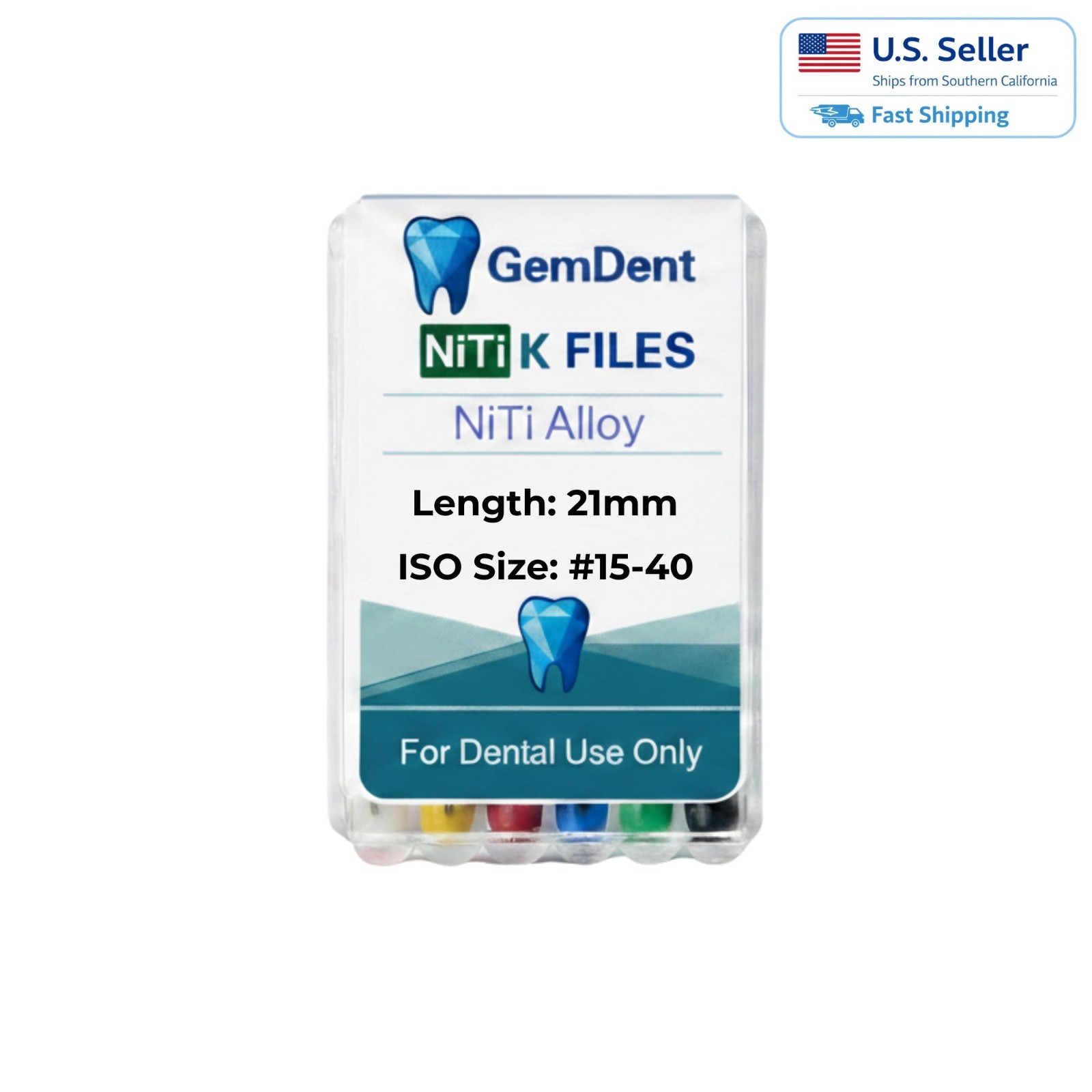 GemDent NiTi K Files Flexible Endo Root Canal Hand Files 21/25mm Assorted #15-40