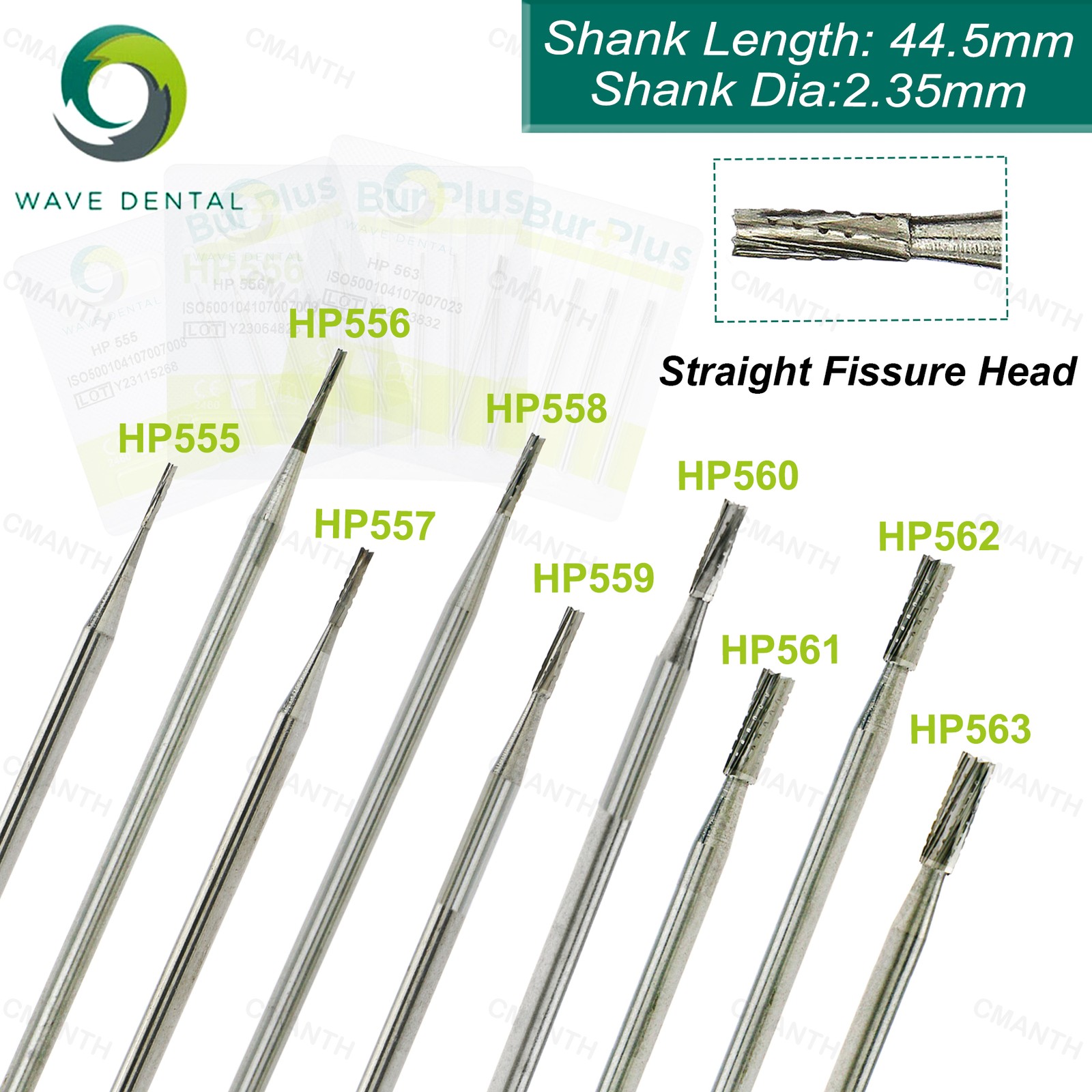 US WAVE Drill Dental Tungsten Carbide Burs HP 2.35mm For Straight Handpiece